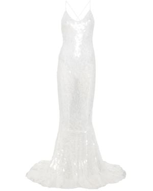 Norma Kamali Fara Sequin-Embellished Gown - White