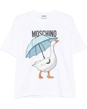 Moschino Logo-Print Short-Sleeve T-Shirt - White