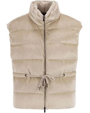 Peserico Down And Viscose Velvet Waistcoat - Natural