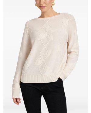 Elena Miro Pullover Mit Blumen-Intarsie - Natur