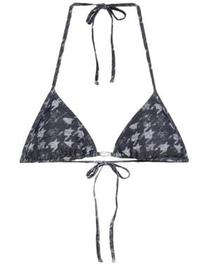 DIESEL Triangel Bikinitop Met Pied-De-Poule Print - Blauw