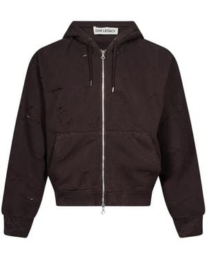 Our Legacy Rascal Distressed Zip-Up Hoodie - Brown