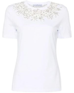 Ermanno Scervino Lace-Detail Crystal-Embellished T-Shirt - White