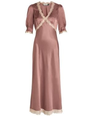 RIXO London Annina Lace-Trim Midi Dress - Pink
