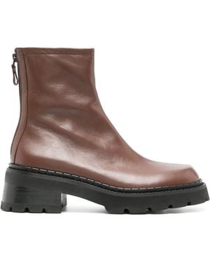 BY FAR Brown Alister 50 Round Toe Leather Boots - Women's - Calf Leather/rubber