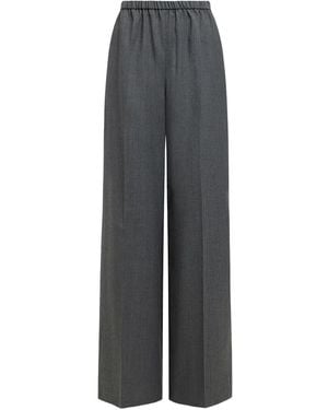 12 STOREEZ Elastic-Waist Wool Straight Pants - Gray