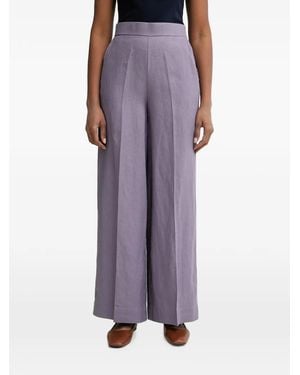 Benetton Wide-Leg Linen Trousers - Purple