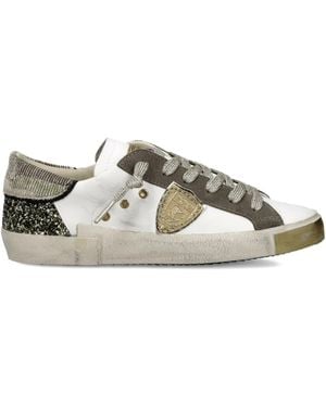 Philippe Model Distressed Leather Sneakers - White