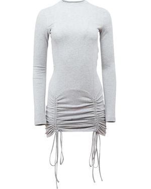 Fleur du Mal Riley Long-Sleeve Drawstring Dress - Gray