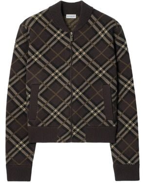 Burberry Check Zip-Up Bomber Jacket - Black