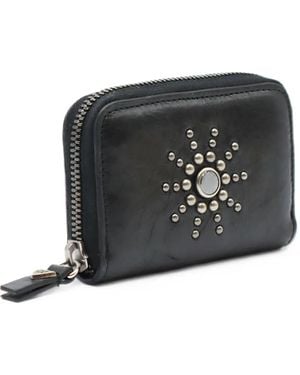 HTC Stud-Embellished Leather Zip Wallet - Black