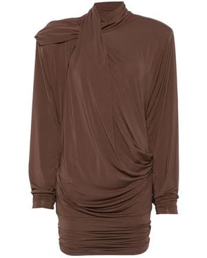 Entire studios Dalters Draped Long-Sleeve Mini Dress - Brown