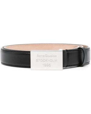 Acne Studios Ceinture En Cuir À Logo Gravé - Noir