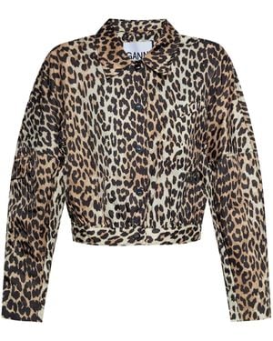 Ganni Leopard-Print Jacket - Black