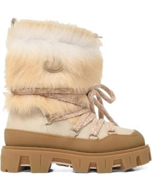 Moncler Peak Apres Faux-Fur Suede Boots - Natural