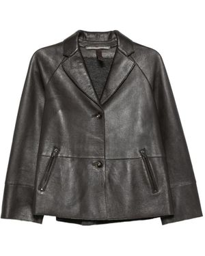 The Jackie Leathers Button-Up Leather Jacket - Black