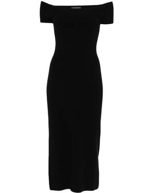 Bompard Bardot-Neckline Midi Dress - Black