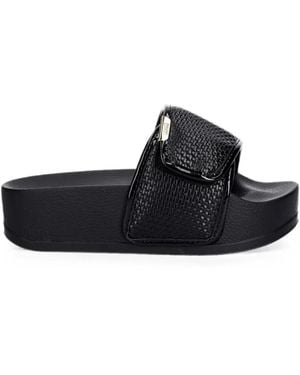 Liu Jo Woven-Effect Platform Slides - Black