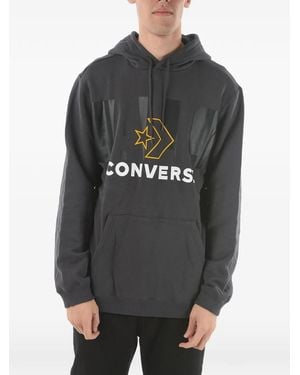 Converse Logo-Print Cotton Hoodie - Gray