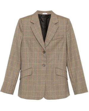 McQueen Country Check Single-Breasted Blazer - Natural