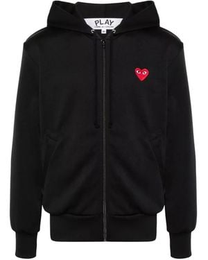 Comme des Garçons Heart-Patch Zip-Up Hoodie - Black