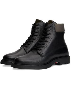 Tommy Hilfiger Lace-Up Leather Boots - Black