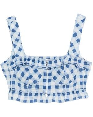 Sandro チェック トップ - ブルー