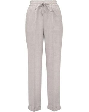 Kiton Checked Drawstring-Waist Trousers - Grey