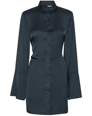 ROTATE BIRGER CHRISTENSEN Satin-Tie Mini Shirt Dress - Blue