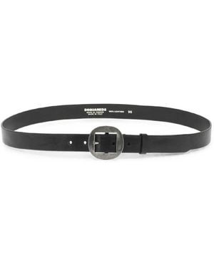DSquared² Logo-Debossed Leather Belt - White