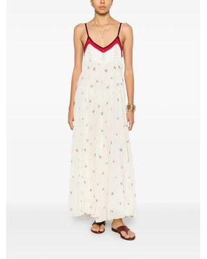 forte_forte Crochet-Knit Floral-Embroidered Maxi Dress - White