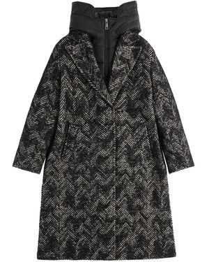 Fay Kapuzenmantel mit Fischgräten - Schwarz