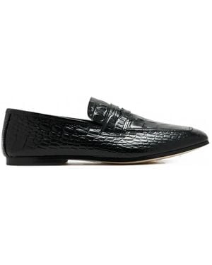 SOPHIQUE Essenziale Croc-Effect Leather Loafers - Black