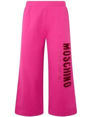 Moschino Logo-Print Wide-Leg Track Pants - Pink