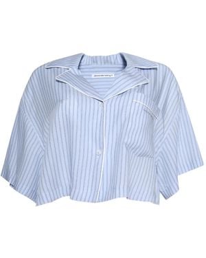 T By Alexander Wang ストライプ ショートスリーブ シャツ - ブルー