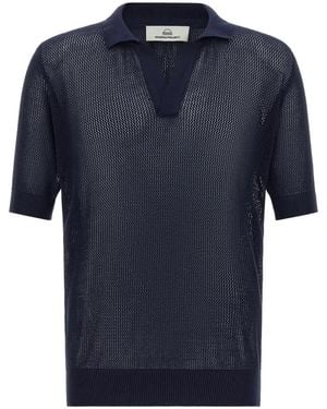 Riviera Poloshirt Mit Lochstrickmuster - Blau