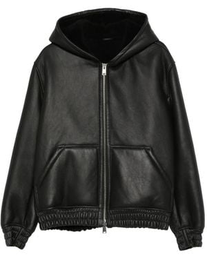 Arma Hooded Leather Jacket - Black