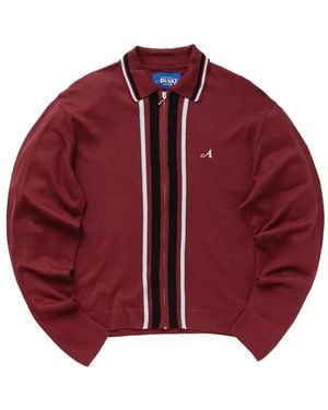 AWAKE NY Zip-Up Striped Cardigan - Red