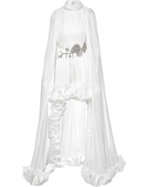 Ana Radu Pleated Cape Dress - White
