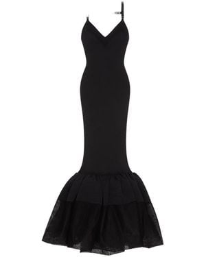 Givenchy V-Neck Ruffled Dress - Black