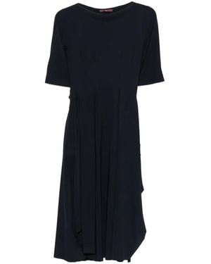 High Crew-Neck Midi Dress - Black