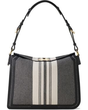 Lanvin Compagnon Striped Shoulder Bag - Black