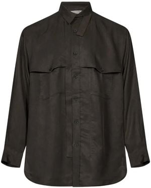 Yohji Yamamoto Long-Sleeved Twill Shirt - Black
