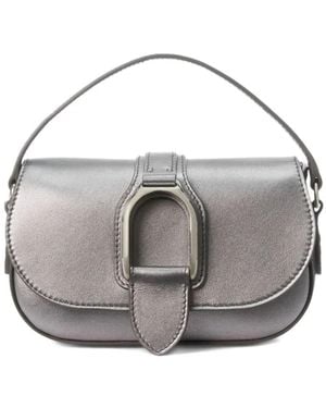 Ralph Lauren Wellington Buckle-Detail Leather Cross Body Bag - Grey