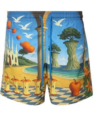 Vilebrequin X 3.Paradis Costume Da Bagno Eden Con Stampa Surrealista - Blu