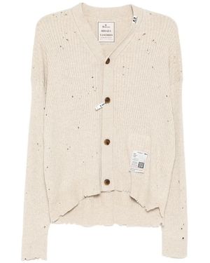 Maison Mihara Yasuhiro Asymmetric Distressed Cardigan - White