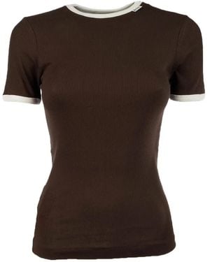 Prada Camiseta De Canalé - Marrón