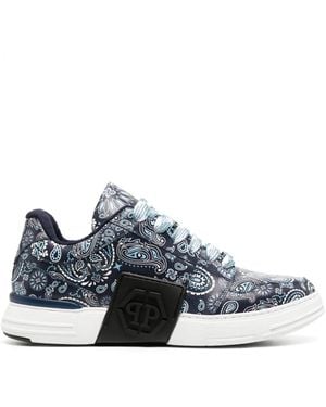 Philipp Plein Super Street ペイズリースニーカー - ブルー