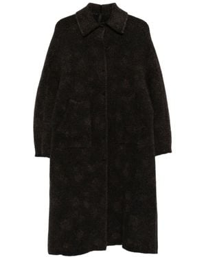 Boboutic Bouclé-Knit Single-Breasted Coat - Black