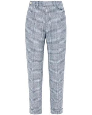 Brunello Cucinelli Plaid Pleated Trousers - Blue